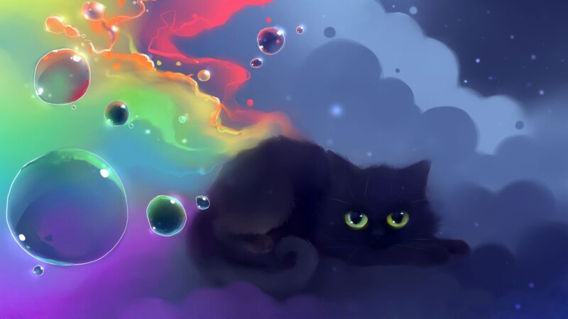 Ảnh cute mèo bong bóng nhiều màu