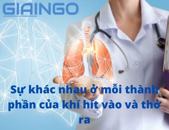 Hãy giải thích sự khác nhau ở mỗi thành phần của khí hít vào và thở ra