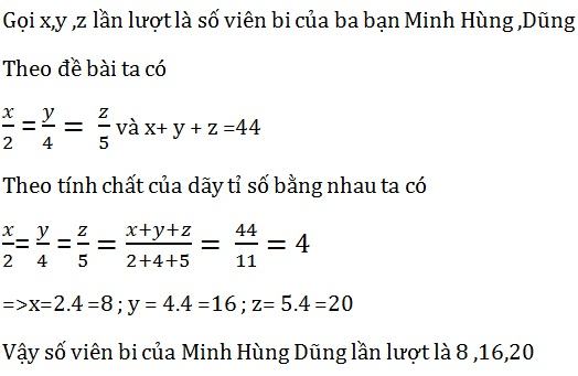 Tính chất dãy tỉ số bằng nhau