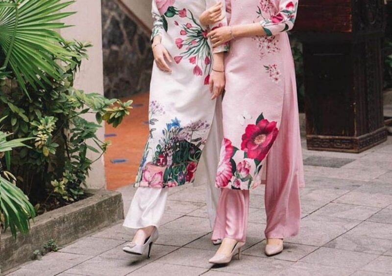 mac ao dai di giay cao got bit mui