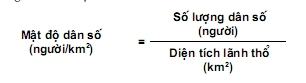 cách tính mật độ dân số